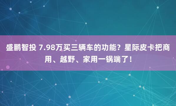 盛鹏智投 7.98万买三辆车的功能？星际皮卡把商用、越野、家用一锅端了！