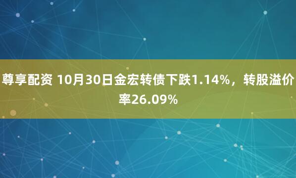尊享配资 10月30日金宏转债下跌1.14%，转股溢价率26.09%